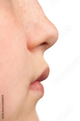 Mouth and nose closeup, teenager