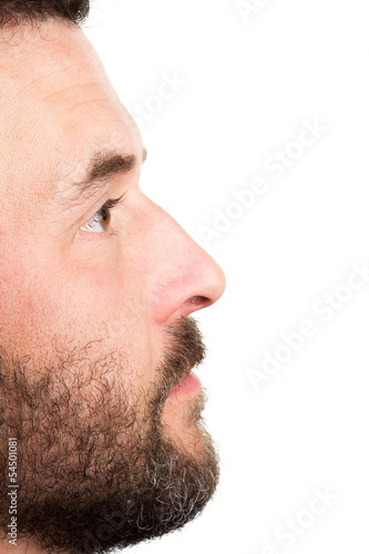 Side portrait closeup of mature adult man