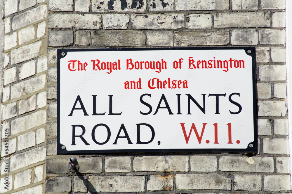 All Saints Road street sign