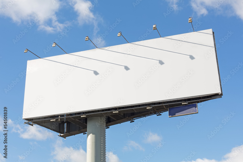 Fototapeta premium Advertising billboard on a background of blue sky