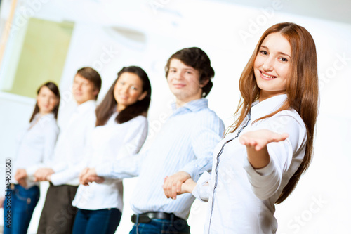 Five students smiling