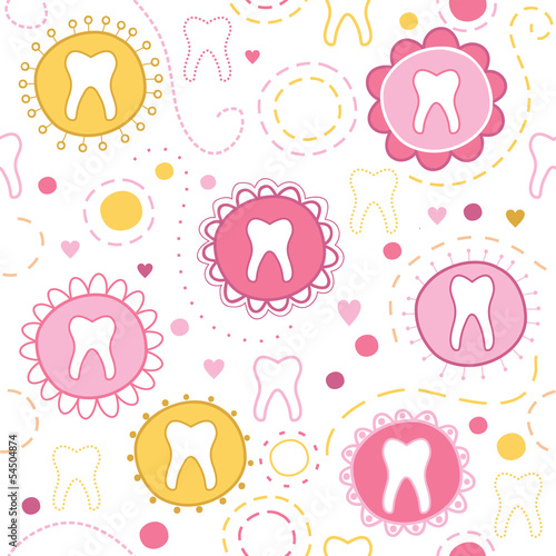 Cheerful seamless texture with cartoon teeth