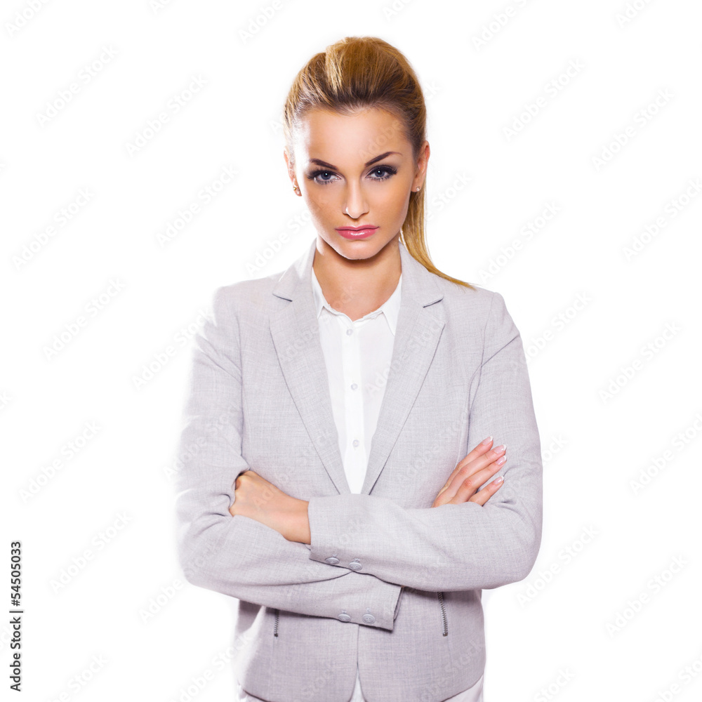 Bright picture of friendly young blonde businesswoman. Bright picture of friendly young blonde businesswoman.