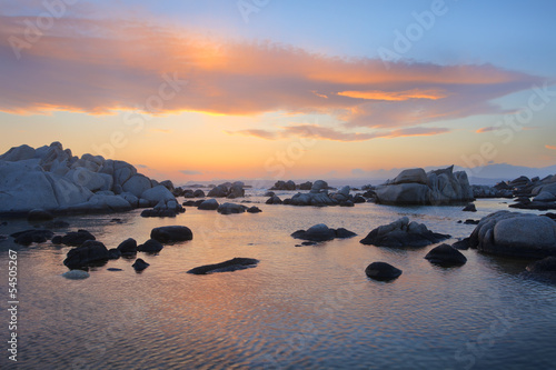 sea stones after sunset