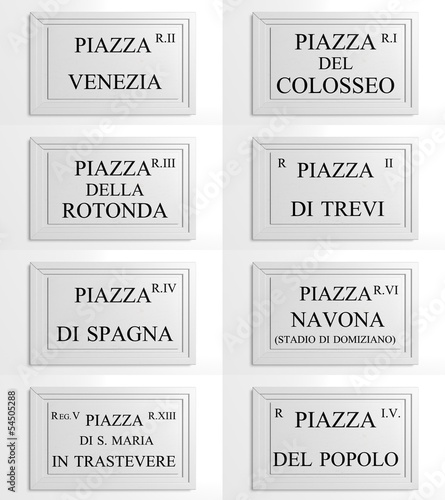 Fototapeta Naklejka Na Ścianę i Meble -  Collection of Marble signboards of Rome, Italy