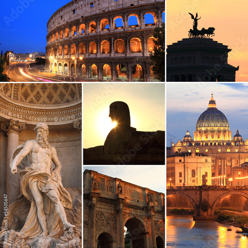 Photography Photo collage of Rome at dusk, Italy