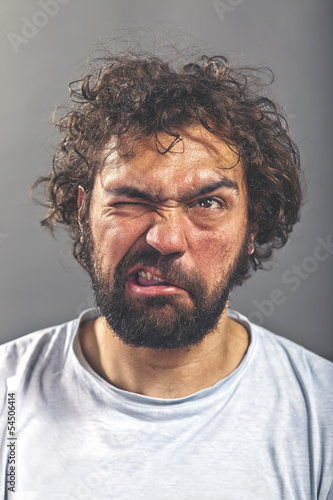 Bilde på lerret Weird guy making a crazy face