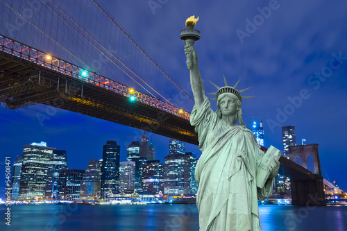 New York skyline and Liberty Statue  NY  USA