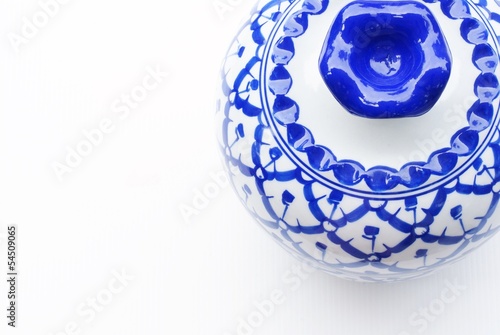 Fototapeta Set of blue chinaware