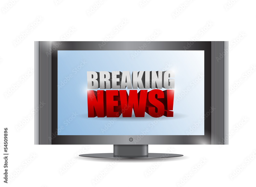 breaking news sign on a tv. illustration design breaking news sign on a tv. illustration design