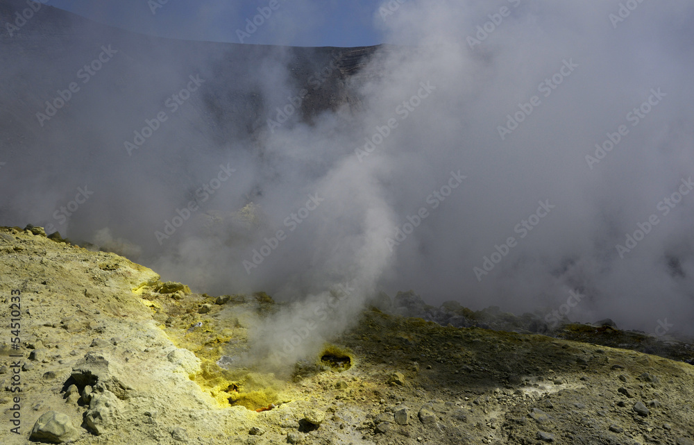 Gas Clouds from the top of Vulcano Island in Sicily