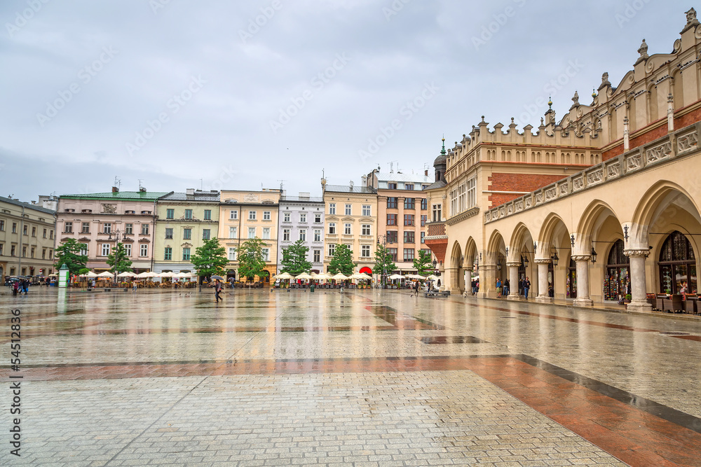 Old town of Cracow with Sukiennice landmark, Poland