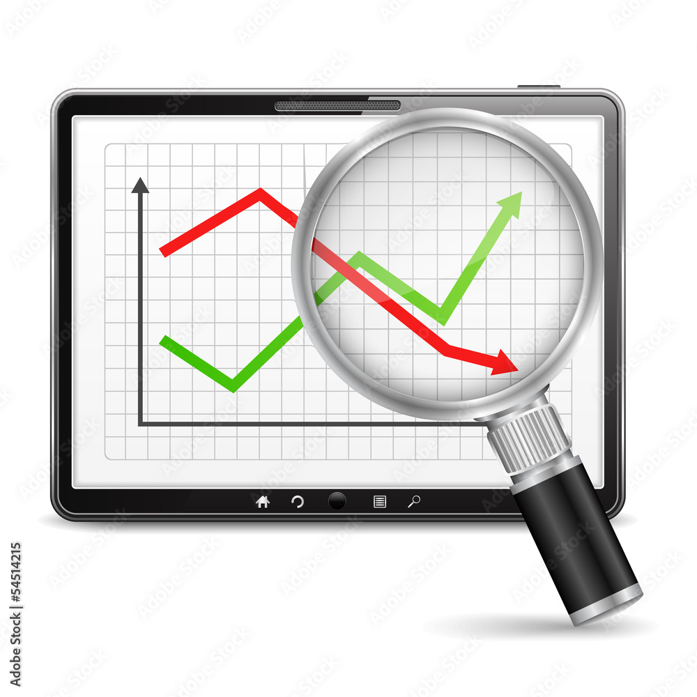 Tablet computer with chart on the screen Tablet computer with chart on the screen