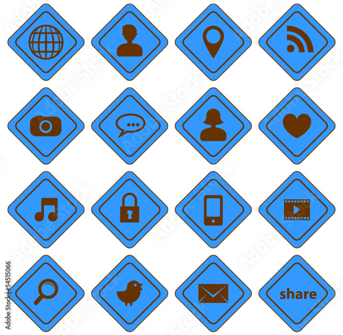 set 1 icônes réseaux sociaux panneaux uni