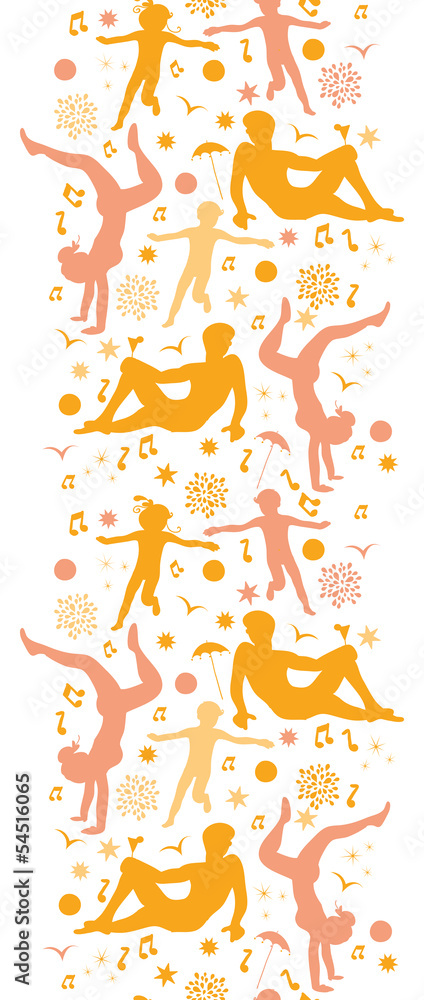 vector family at the beach having fun vertical seamless pattern vector family at the beach having fun vertical seamless pattern