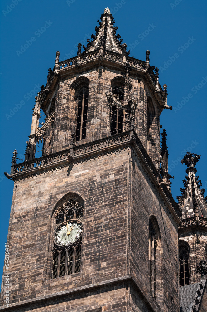 Cathedral of Magdeburg at river Elbe, Germany