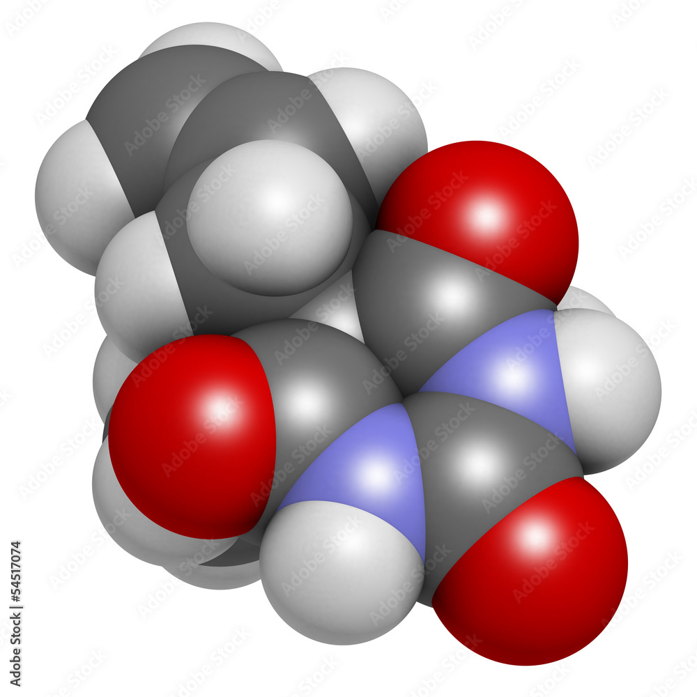 Secobarbital barbiturate sedative, chemical structure. Secobarbital barbiturate sedative, chemical structure.