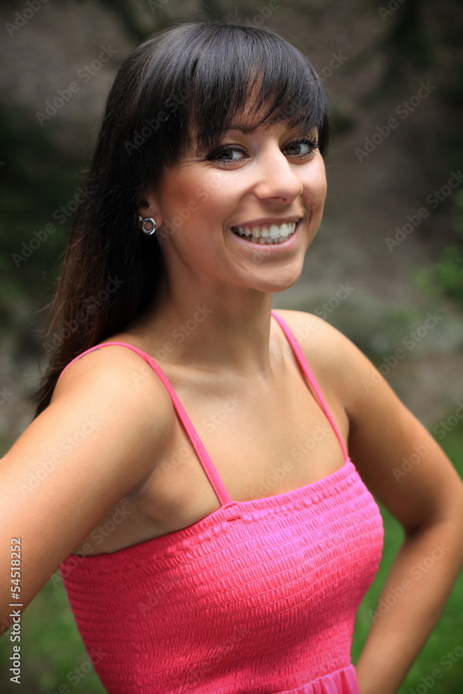 Beautiful brunette in a nature