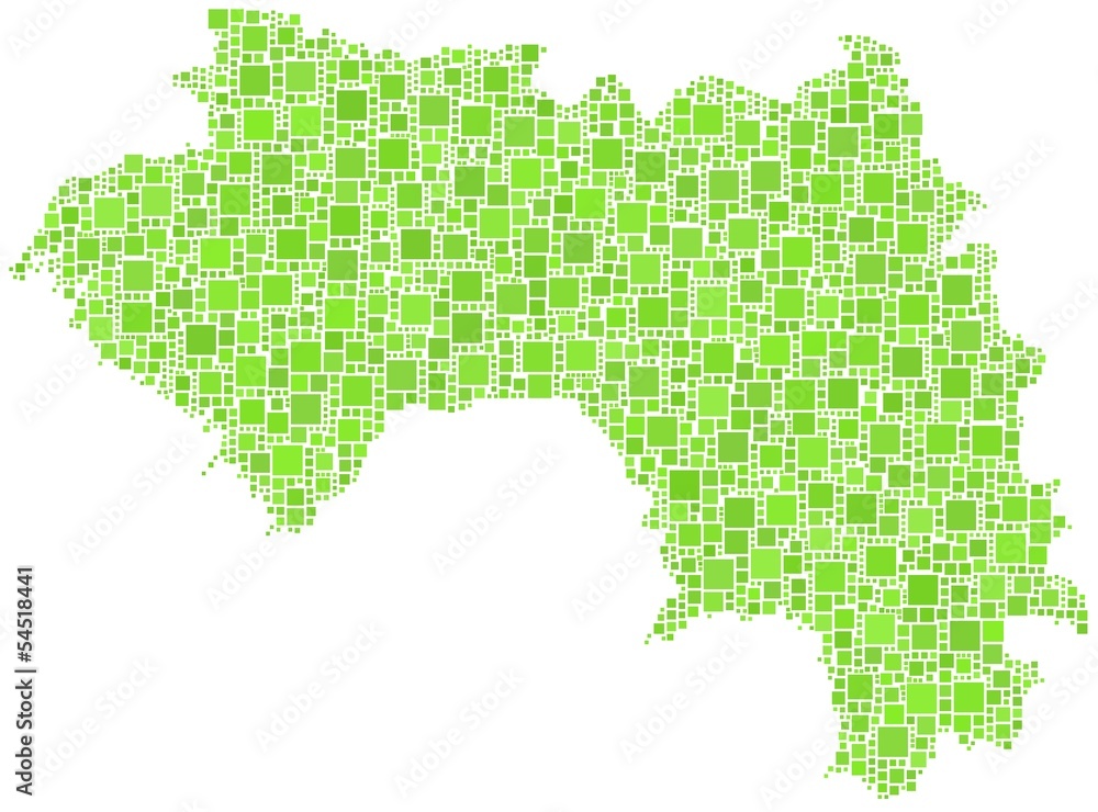 Map of the Republic of Guinea in a mosaic of green squares