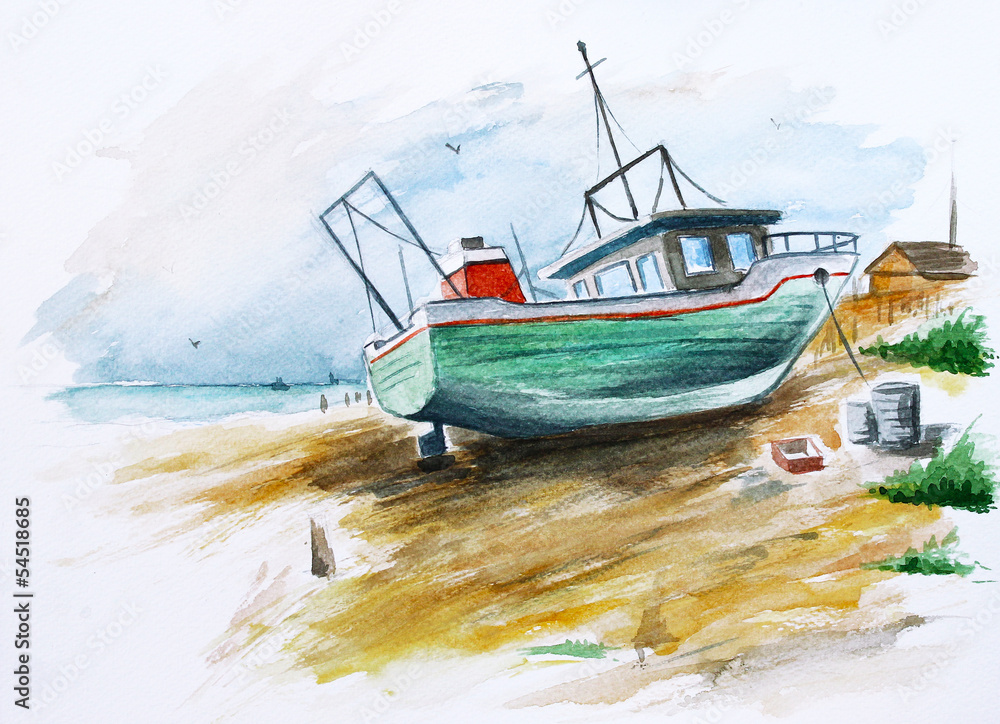 Fototapeta premium green fishing ship 4