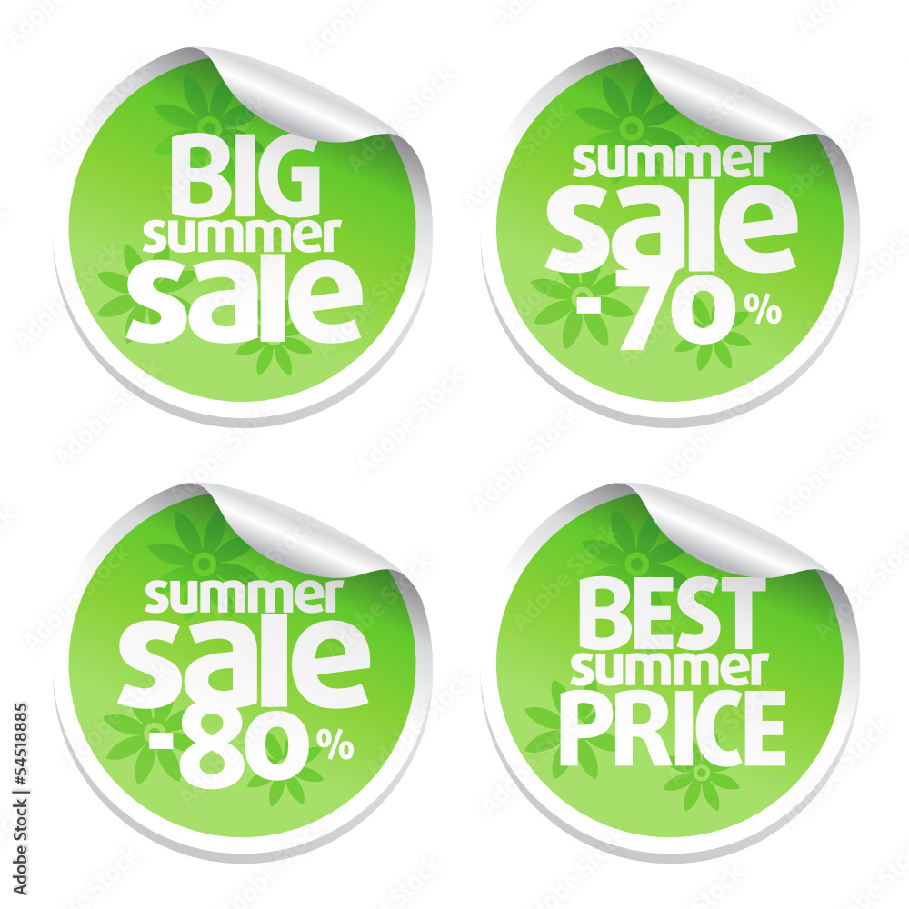 Set of sale stickers green Set of sale stickers green