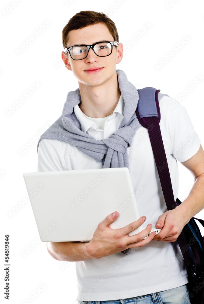 Portrait of a college guy with laptop Portrait of a college guy with laptop