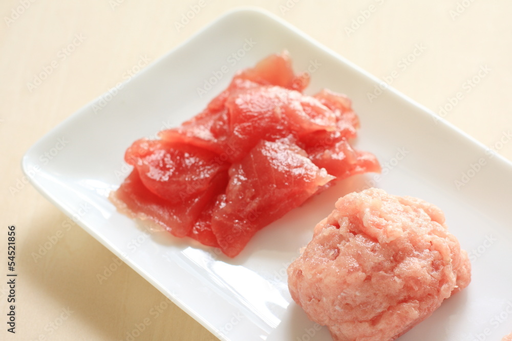 freshness japanese Maguro Sashimi on white dish freshness japanese Maguro Sashimi on white dish