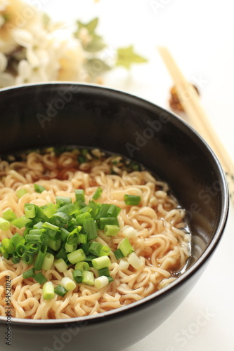 Japanese instant noodles with scallions