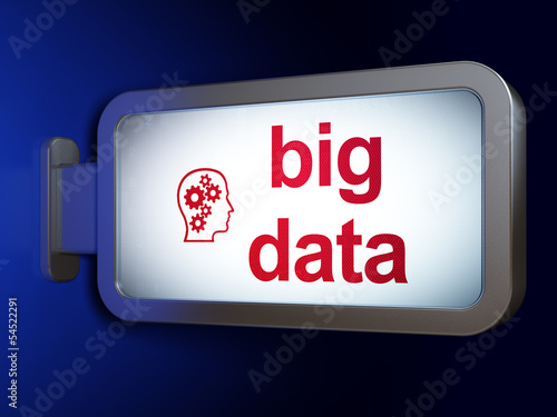 Data concept: Big Data and Head With Gears on billboard backgrou