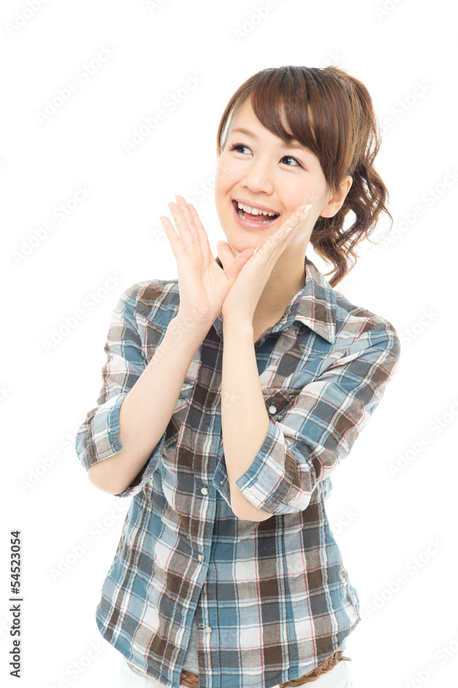Beautiful asian woman relaxing on white background Beautiful asian woman relaxing on white background