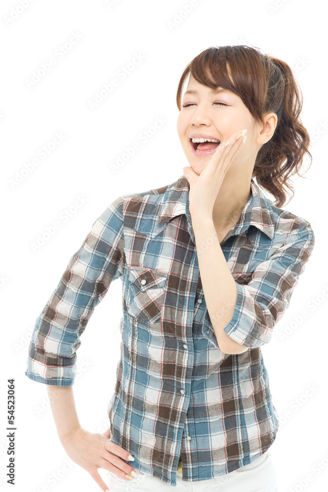 Beautiful asian woman relaxing on white background Beautiful asian woman relaxing on white background