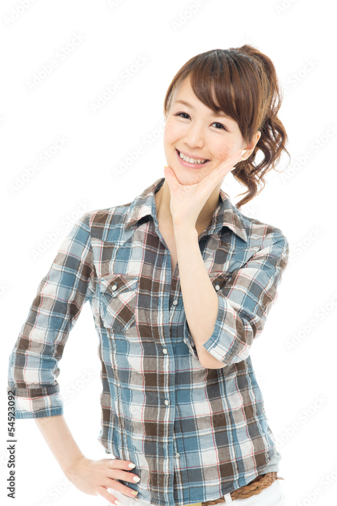 Beautiful asian woman relaxing on white background Beautiful asian woman relaxing on white background