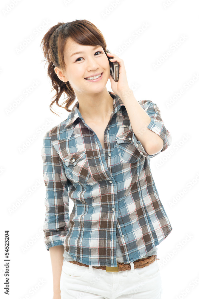 Beautiful asian woman relaxing on white background Beautiful asian woman relaxing on white background