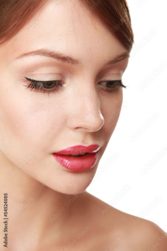 A beautiful woman, portrait isolated on white background A beautiful woman, portrait isolated on white background