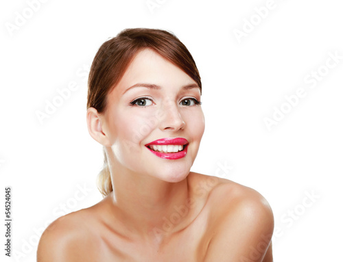 A beautiful woman, portrait isolated on white background