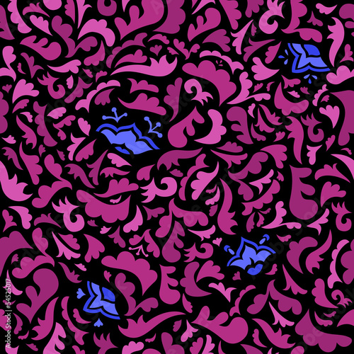 Abstract pink and blue seamless pattern with floral background