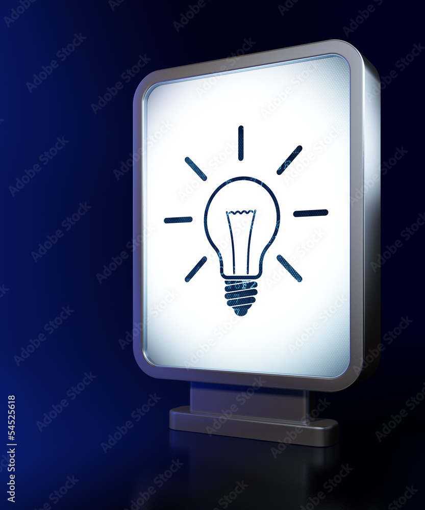 Business concept: Light Bulb on billboard background Business concept: Light Bulb on billboard background