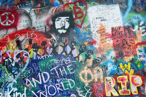 Colorful John Lennon wall in Prague photo