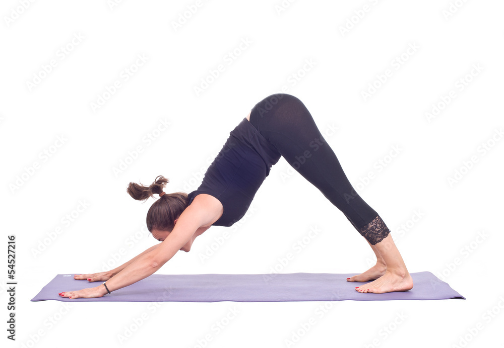 Practicing Yoga / Down Dog Pose - Adho Mukha Svanasana Practicing Yoga / Down Dog Pose - Adho Mukha Svanasana