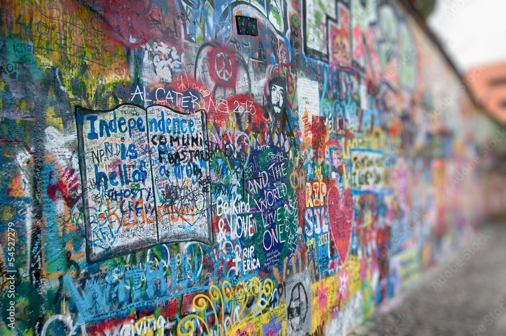 Fototapeta Colorful John Lennon wall in Prague