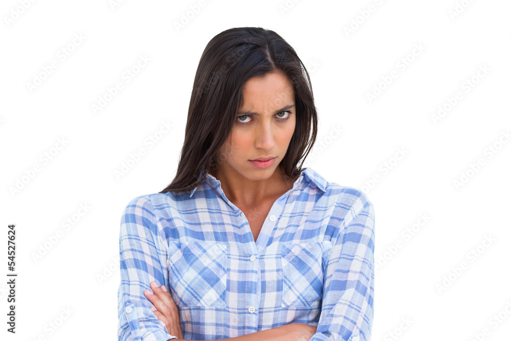 Furious brunette looking at camera Furious brunette looking at camera