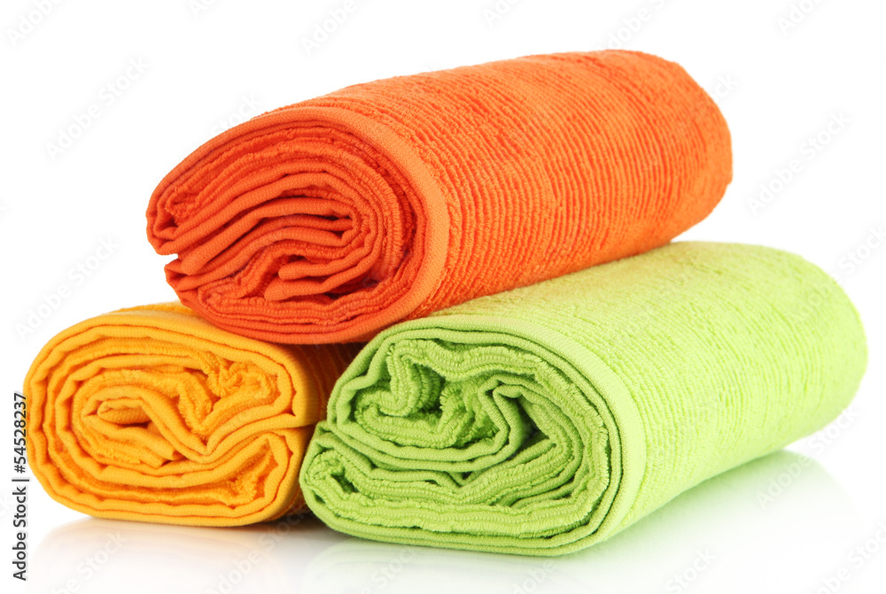 Colorful towels isolated on white