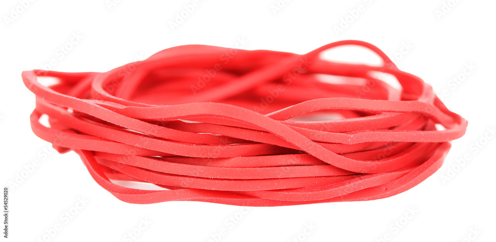 Red rubber bands isolated on white