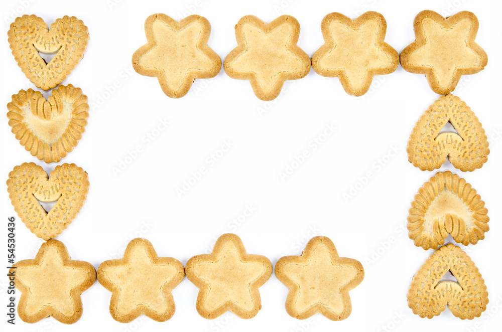 Frame made of star and heart shaped biscuits Frame made of star and heart shaped biscuits