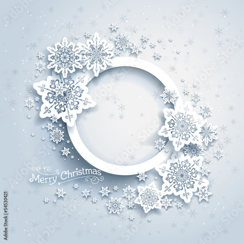 Christmas frame on snow background