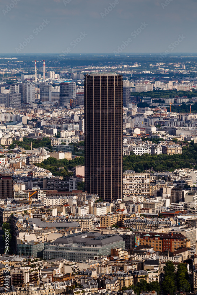 Aerial View on Paris and Montparnasse from Eiffel Tower, France