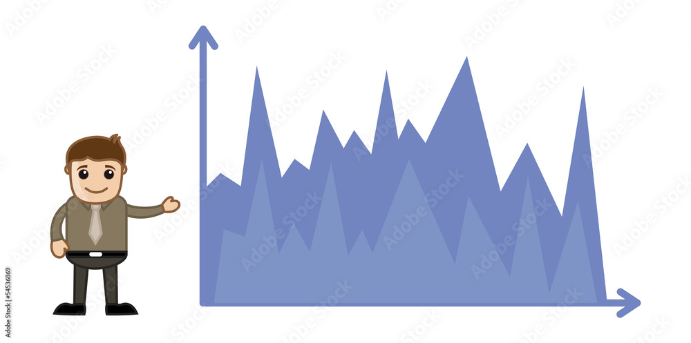 Man Showing Finance Graph - Business Cartoon Character Vector Man Showing Finance Graph - Business Cartoon Character Vector