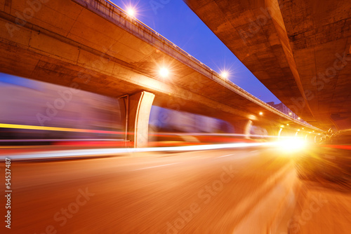 Beautiful landscape in the night overpass