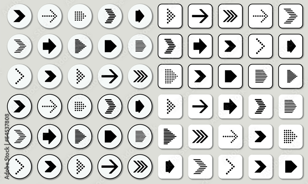 set of black-white arrow set of black-white arrow