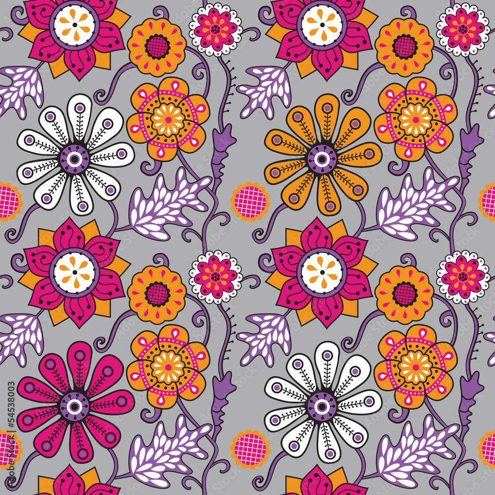 Fototapeta premium Seamless texture with flowers. Endless floral pattern. Seamless